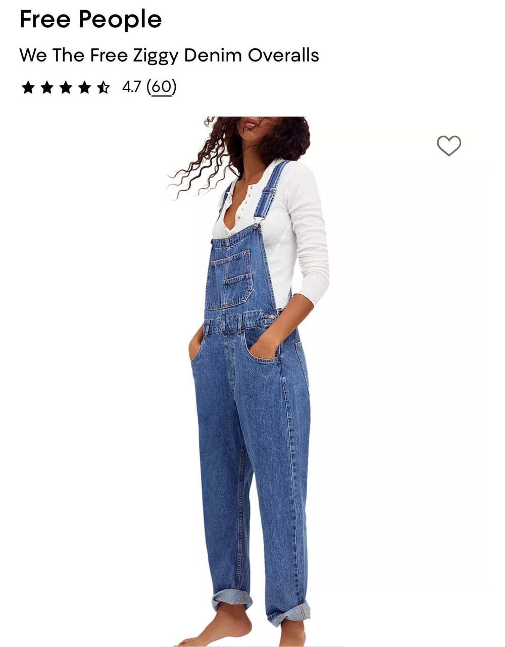 We The Free Ziggy Denim Overalls sz S